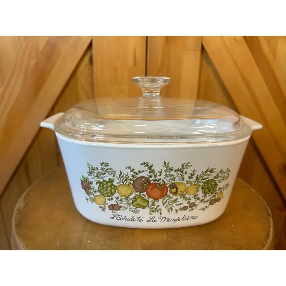Vtg CORNING WARE A-3-B 3 QUART CASSEROLE DISH W/ PYREX A9C LID-SPICE OF LIFE (84